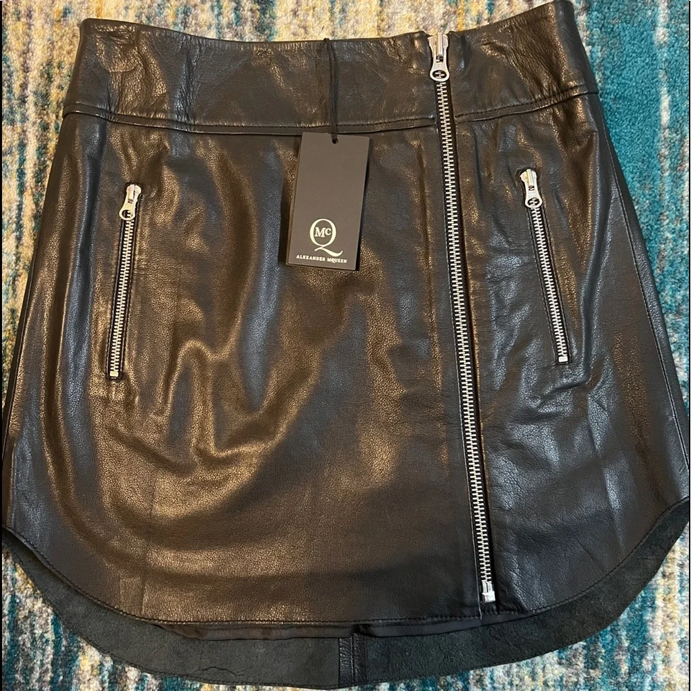 Alexander McQueen Leather Zip Biker Skirt - Picture 4 of 10